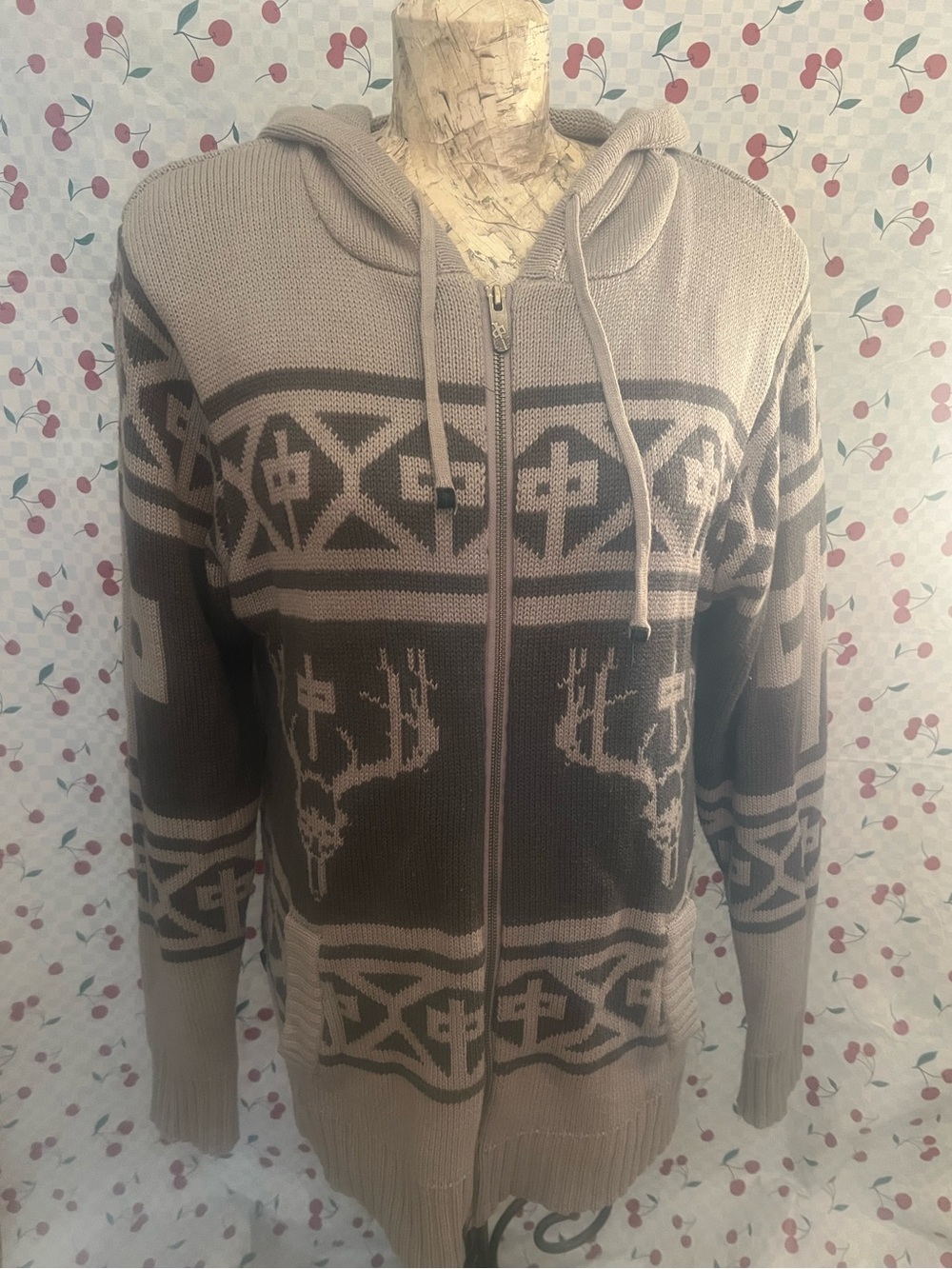 🩷Y2K Red Dragon Zip up sweater with hood Size XL